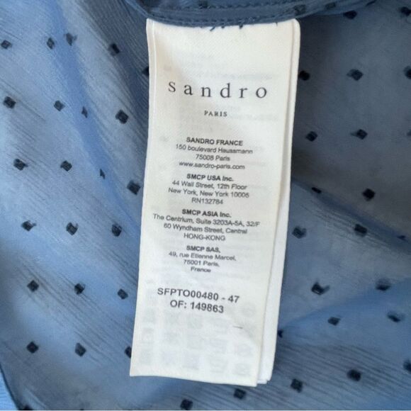 SANDRO Woman Blouse  Dotted Swiss high-neck top Coquettecore  Size 4 - Picture 7 of 11